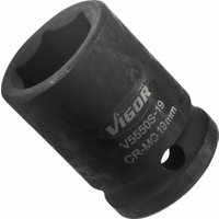 VIGOR Kraft Steckschlüssel Einsatz V5550S-19 Vierkant hohl 12,5 mm (1/2 Zoll) Außen-Sechskant Profil 19 von Vigor