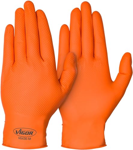 ViGOR - Handschuhe V6436-M | Reißfester Hand- und Fingerschutz Große: M / 8 mit Grip| sicher, robust | Material: Nitril von Vigor