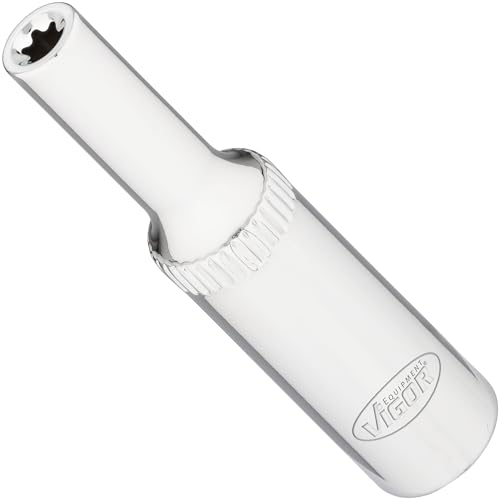 ViGOR T-Steckschlüsseleinsatz lang 1/4 Zoll V7014-4 (6,3 mm) Vierkantantrieb, E-Profil, Schlüsselweite E4, 50 mm Länge von Vigor
