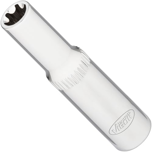 ViGOR T-Steckschlüsseleinsatz lang 1/4 Zoll V7014-8 (6,3 mm) Vierkantantrieb, E-Profil, Schlüsselweite E8, 50 mm Länge von Vigor
