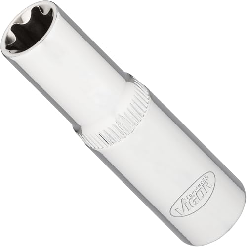 ViGOR T-Steckschlüsseleinsatz lang 3/8 Zoll V7014-14 (10 mm) Vierkantantrieb, E-Profil, Schlüsselweite E14, 63 mm Länge von Vigor