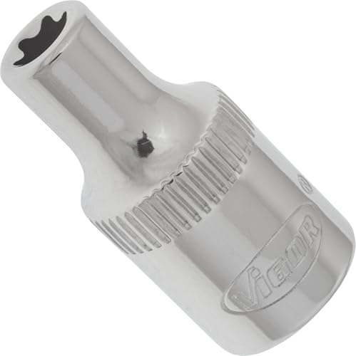 ViGOR V2186N Steckschlüsseleinsatz T 1/4 E5, 1/4 Zoll (6,3 mm) Vierkant, E Profil, Länge 25 mm, Hochwertiger Antrieb für präzises Arbeiten von Vigor