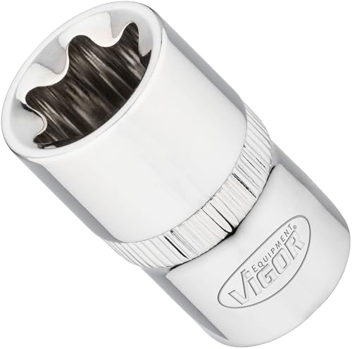 ViGOR V2197N Steckschlüsseleinsatz T 1/2 E20, 1/2 Zoll (12,5 mm) Vierkant, E Profil, Länge 38 mm, Hochwertiger Antrieb für präzises Arbeiten von Vigor