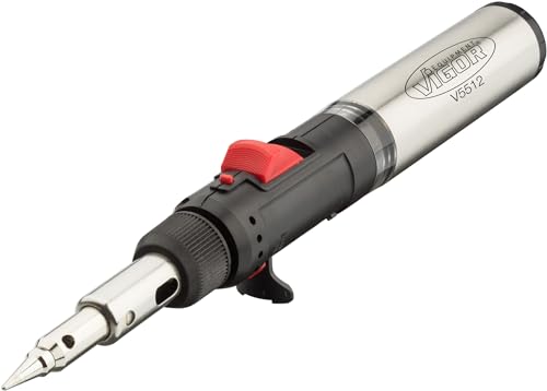 ViGOR Gas Lötkolben-Satz V5512 I 7 verschiedene Adapter I kombiniert Lötkolben, Brenner und Heißluftfön I 12 Einzelteile von Vigor