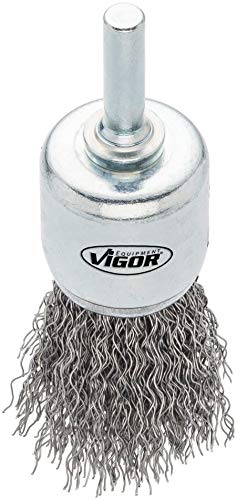 Vigor Pinselkopfbürste (Durchmesser: 25 mm, Schaftdurchmesser: 6 mm, Gesamthöhe: 80 mm) V6802, Silber von Vigor