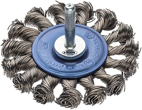Vigor Scheibenbürste (gezopft, Durchmesser: 75 mm, Schaftdurchmesser: 6 mm) V6806, Silber von Vigor