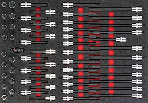 Vigor Schraubendreher-Einsatz-Sortiment für Innenkeilprofil-Profil, Anzahl Werkzeuge: 58, 1 Stück, V4729 von Vigor