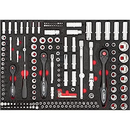 Vigor Steckschlüssel-Werkzeug-Satz, Innenvierkant Antrieb 6,3 mm-1/4 Zoll, 10 mm-3/8 Zoll und 12,5 mm-1/2 Zoll, 1 Stück, V4188 von Vigor