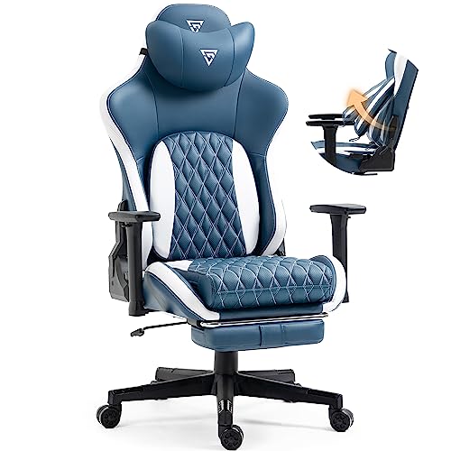 Vigosit Gaming Stuhl- Bürostuhl mit Fußstütze, PC Gamer Stuhl mit 3D Armlehnen, Ergonomische Reclining Gamer Computer Stuhl 180 kg Belastbarkeit, Groß und hoch Büro Gaming Sessel (Blau) von Vigosit