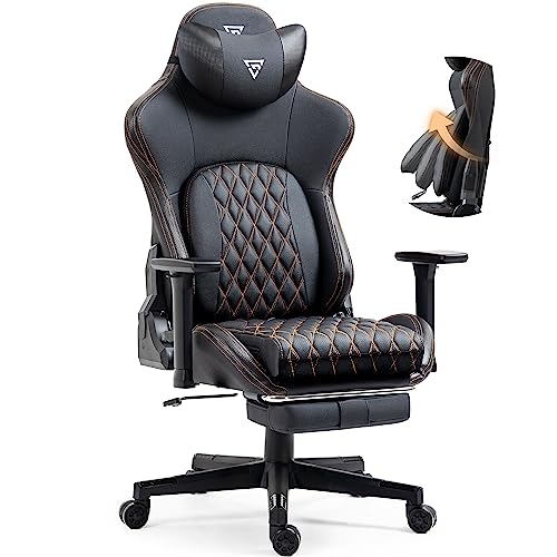 Vigosit Gaming Stuhl- Bürostuhl mit Fußstütze, PC Gamer Stuhl mit 3D Armlehnen, Ergonomische Reclining Gamer Computer Stuhl 180 kg Belastbarkeit, Groß und hoch Büro Gaming Sessel (Schwarz) von Vigosit