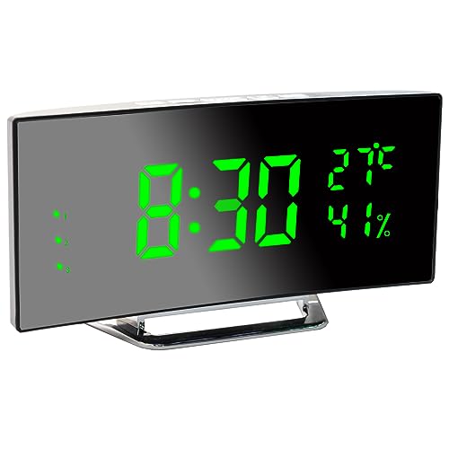 Vihimi Digitaler Wecker, 16,5 cm (6,5 Zoll) LED-Großbildschirm, Nachttischwecker mit Temperatur und Luftfeuchtigkeit, Spiegeluhr mit 3 Weckern, einstellbare Helligkeit, Schlummerfunktion, USB-Netzteil von Vihimi