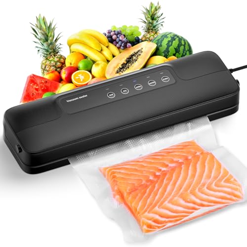Vihoom Vakuumiergerät 5 in 1, Vakuumierer Lebensmittel 8x Länger Frisch, Folienschweißgerät inkl.10 Vakuumierbeutel und Schlauch, 30cm lange & stabile Schweißnaht von Vihoom