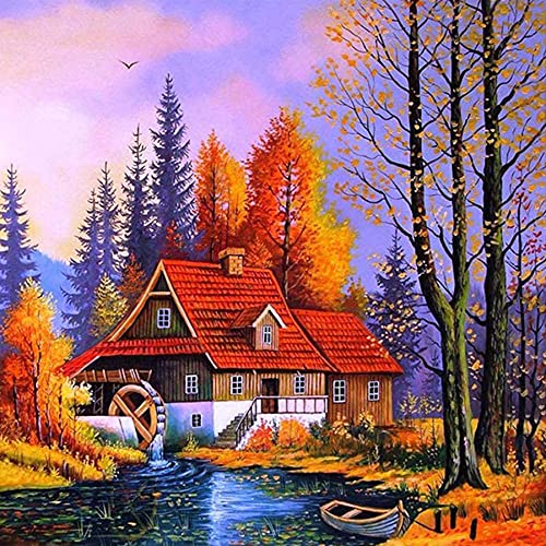 Viiegor DIY 5D Diamond Painting Zubehör Voll Full Set Ahorn, Diamant Painting Bilder Landschaft, Stickerei Strass Diamant Malerei Kunsthandwerks Gemälde Wanddekoration 30x30cm von Viiegor