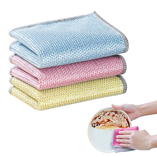 Viilich 3 Stück Mehrzweck-geschirrspüllappen Aus Draht,Topfreiniger Putzlappen,Multifunctional Non Scratch Wire Dishcloth,für Nass und Trocken,Wiederverwendbar Putztücher,für Küche von Viilich