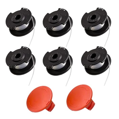 Viilich 6 Stück Ersatzfadenspule,für Einhell Akku-Rasentrimmer GE-CT 18/28 Li,GE-CT 18/28 Li TC und GE-CT 18/260 Li,für Einhell Ersatzfadenspule TLE-03,Spulenabdeckung TLE-03-1(6 spule+2 abdeckung) von Viilich