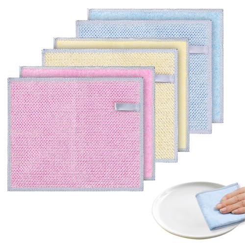 Viilich 6 Stück Mehrzweck-geschirrspüllappen Aus Draht,Topfreiniger Putzlappen,Multifunctional Non Scratch Wire Dishcloth,für Nass und Trocken,Wiederverwendbar Putztücher,für Küche von Viilich