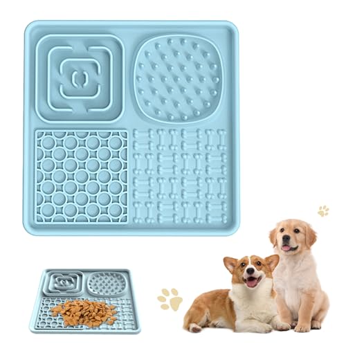 Viilich Leckmatte Hund mit Saugnapf,Leckmatte Slow Feeder,Schleckmatte Hund,Lick Mat für Katze Welpen,Interaktives Langsamer Feeder,für Hundeleckerli und Katzenfutter,frei von BPA(Blau) von Viilich