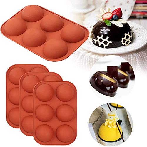 Viilich Silikonform mit 6 Löchern,4 Packungen halbkugelförmige Kuppel, Backform für Schokolade, Kuchen, Gelee, Mousse, Pudding, Süßigkeiten, Antihaft Silikon Formen von Viilich