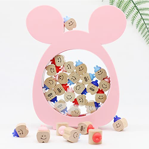 Baby-Zahnfee-Box Andenken Milchzähne Aufbewahrungsbox Holz Baby Zahnbehälter Baby Zahnhalter Box Französisch Junge und Mädchen Erinnerungsbox (Rosa) von Viiluuxr