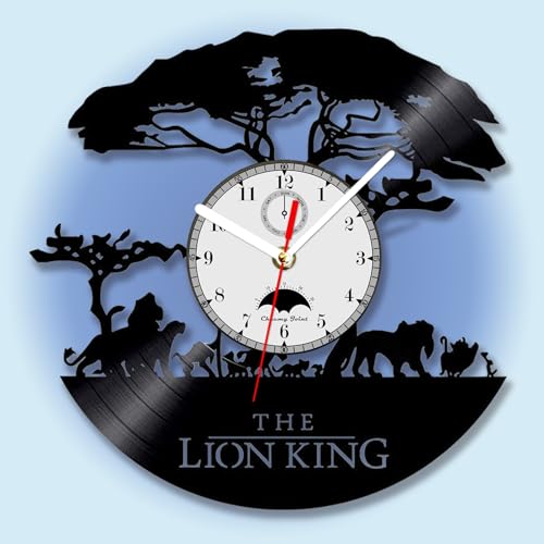 Viiluuxr Led Vinyl Schallplatte Wanduhren Der König der Löwen Geschenke Wand Nachtlicht Wanduhr Zimmerdekorationen 7 Farben Leuchtendes Ambiente Wanduhr von Viiluuxr