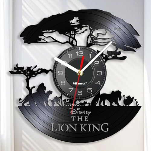 Viiluuxr Vinyl Schallplatten Uhr 30 cm The Lion Wall Clock Der König der Löwen Ausgefallene Wanduhren Analoge Wanduhr ohne Tickgeräusche Deko Wohnzimmer Tierwanduhr fürs Kinderzimmer. von Viiluuxr