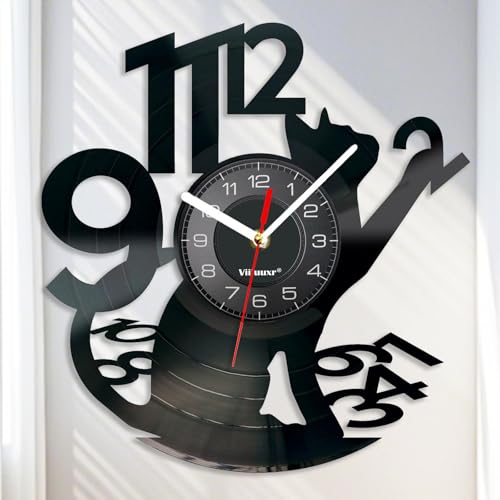 Viiluuxr Vinyl Schallplatten Uhr 30cm Wall Clock Süße Katze Kunsthandwerk Ausgefallene Wanduhren ohne Tickgeräusche Große Digitale Haustier-Wohndeko Interessante Geschenke Kinderwanduhr. (Schwarz) Viiluuxr Vinyl Schallplatten Uhr 30cm Wall Clock Süße Katze Kunsthandwerk Ausgefallene Wanduhren ohne Tickgeräusche Große Digitale Haustier-Wohndeko Interessante Geschenke Kinderwanduhr. (Schwarz) von Viiluuxr