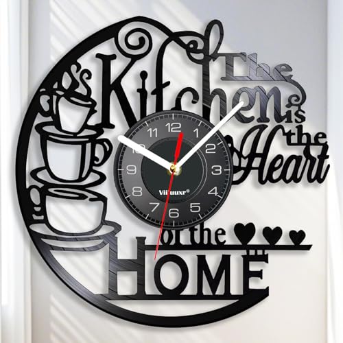 Viiluuxr Vinyl Schallplatten Uhr Batteriebetrieben Küchenwanduhr 30 cm Wall Clock Ausgefallene Wanduhren ohne Tickgeräusche Wohnzimmer Restaurant Café Coffee Heim Deko Kreativität Küchenuhr. von Viiluuxr