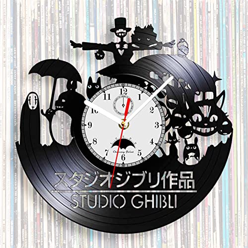 Viiluuxr Vinyl-Schallplatten-Wanduhr, 30,5 cm, geräuschlos, batteriebetrieben, Anime-Cartoon-Thema, schöne Uhr, Heimdekoration, kreatives Geschenk, nicht tickende Quarzuhr. (MNT-01-NL) von Viiluuxr