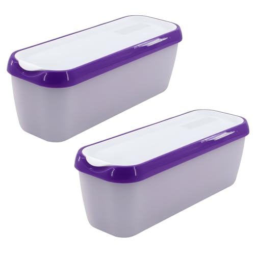 Viitech 2er-Set Eisbehälter für Speiseeis, 1.5 L Wiederverwendbare Hausgemachte Eiscreme-Behälter mit Silikon-Deckel, Gefrierschrank-Aufbewahrungsbehälter für Selbstgemachtes Eis Sorbets Joghurt von Viitech