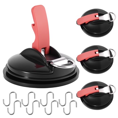 Viitech 4 Stück Saugnapf, 22KG Tragkraft Saugnapf Haken mit 8 S-Haken Saugknöpfe, Multifunktionaler Saugnapf Auto Saugnapf Camping für Camping Zelte Wohnmobil Sonnensegel Autospanner von Viitech
