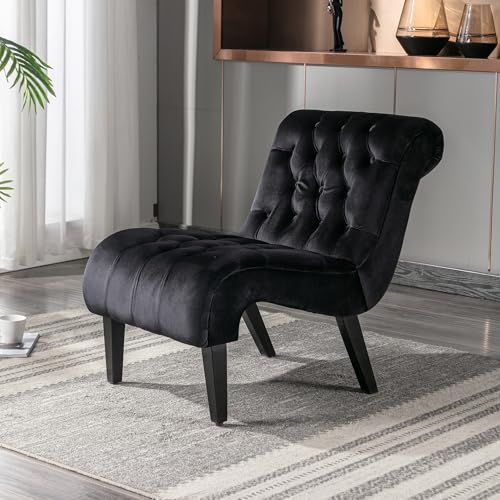 Viitech Armchair, Komfortschwamm Sessel Wohnzimmer mit 4 Beine aus Gummibaumholz, Weiche und Faltenfreie Oberfläche Armchair Living Room für Wohnzimmer Schlafzimmer Büro (Schwarz) von Viitech