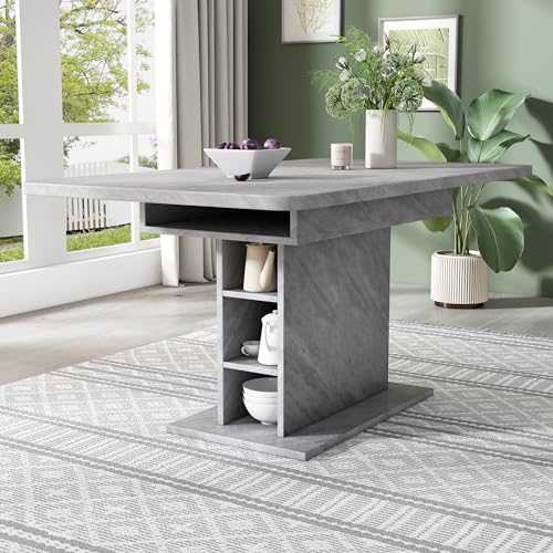 Viitech Ausziehbar Esszimmertisch mit Stauraum, L110/130 x W70 x H75cm Rechteckiger Küchentisch, Moderner Einfacher Kaffee-Freizeittisch Multifunktionaler Esstisch (Grau) von Viitech