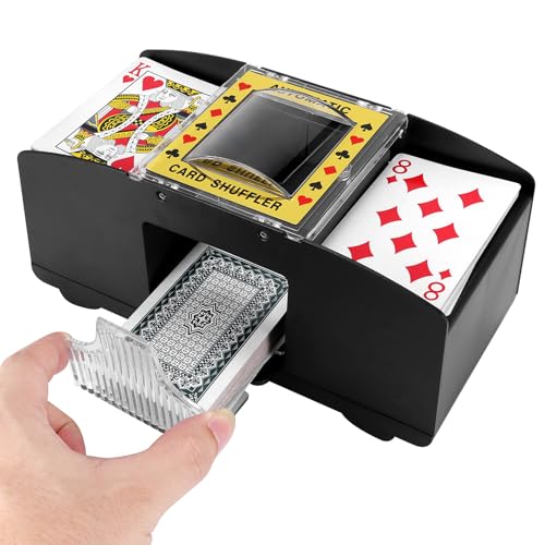 Viitech Automatischer Kartenmischer 2 Decks, C Batteriebetrieben(Nicht Enthalten) Elektronischer Shuffler Kartenmischmaschine, Poker-Karten-Mischmaschine von Viitech