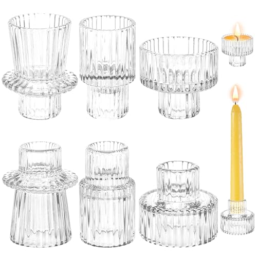 Viitech Kerzenhalter Glas, 6er Set 2-in-1 Kerzenständer Stabkerzen, Kristall Transparent Stabkerzenhalter Kerzenständer Glas für Hochzeit Geburtstag Party Weihnachten Viitech Kerzenhalter Glas, 6er Set 2-in-1 Kerzenständer Stabkerzen, Kristall Transparent Stabkerzenhalter Kerzenständer Glas für Hochzeit Geburtstag Party Weihnachten von Viitech