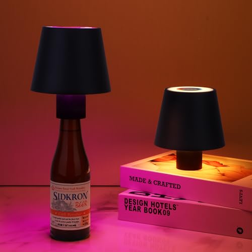Viitech LED Flaschenlicht RGB, 5200 mAh Wiederaufladbare Kabellose LED Tischlampe, Einstellbare Helligkeit und Lichtfarbe Flaschenlampe Aufsatz LED Flaschen-Lampe (2 Pack) von Viitech