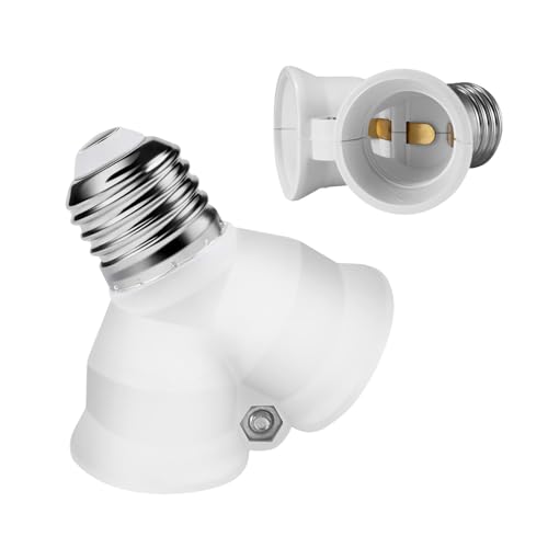 Viitech Lampenfassung Splitter E27, Weiß 2-Fach Splitter-Adapter, Dual-Ausgang E27 Verteiler für Doppellampen, 110-240V, 0-60W (2er Set) von Viitech