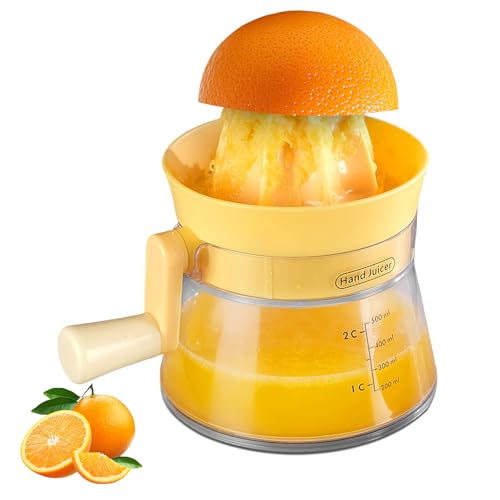 Viitech Manuelle Saftpresse mit drehbarer Kurbel, 500 ml Entsafter Hand mit Kapazitätsskala, multifunktionaler Zitronenpresse, gemessener Ausguss für müheloses Auspressen von Zitrone, Limette, Orange von Viitech