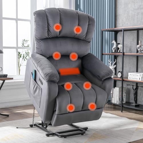 Viitech Massagesessel Elektrisch Verstellbar mit Heizfunktion, Fernsehsessel mit 4-Zonen-Massage, 160° Liegefunktion, 300lb Belastbarkeit & Fernbedienung Relaxsessel für Wohnzimmer (91x96x110cm) von Viitech