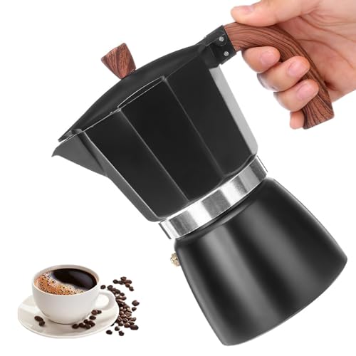 Viitech Moka Kanne, 300 ml, 6 Tassen, italienische Kaffeekanne, Herd-Espressomaschine, manuell mit widerstandsfähigem Griff, italienische Espresso-Greca-Kaffeemaschine für Cappuccino, Latte, Mokka von Viitech