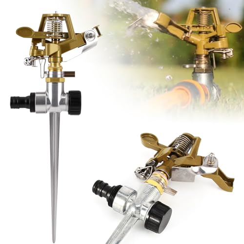 Viitech Rasensprenger Impulsregner, 18m Reichweite 450L/H Lawn sprinklers Mit Erdungsstecker, 360 Grad Rasensprenger Sektorenregner Gartenbewässerung Bewässerungssystem Wassersprinkler von Viitech