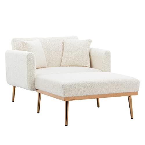 Viitech Schlafsessel mit Verstellbare Rückenlehne, Faltbar Sessel Wohnzimmer mit 2 Kissen, Bettfunktion mit Schlaffunktion Umwandelbarer Stuhl Bett für Wohnzimmer Schlafzimmer Studie (Weiß) von Viitech