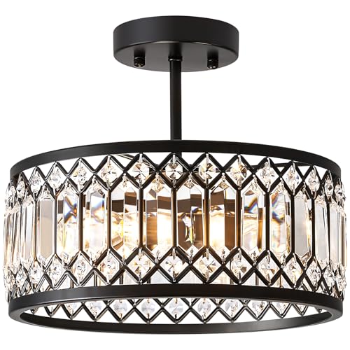 Kristall Deckenleuchte,Kronleuchter Schwarz Mit Kristall Schirm,Sockel E14 Deckenlampe,Moderne Lampe Für Wohnzimmer Schlafzimmer Küche Flur Esszimmer 3-Light Kristall Deckenleuchte,Kronleuchter Schwarz Mit Kristall Schirm,Sockel E14 Deckenlampe,Moderne Lampe Für Wohnzimmer Schlafzimmer Küche Flur Esszimmer 3-Light von Vikaey