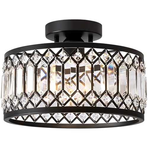 Kristall Deckenleuchte,Kronleuchter Schwarz Mit Kristall Schirm,Sockel E27 Deckenlampe,Moderne Lampe Für Wohnzimmer Schlafzimmer Küche Flur Esszimmer 1-Light Kristall Deckenleuchte,Kronleuchter Schwarz Mit Kristall Schirm,Sockel E27 Deckenlampe,Moderne Lampe Für Wohnzimmer Schlafzimmer Küche Flur Esszimmer 1-Light von Vikaey