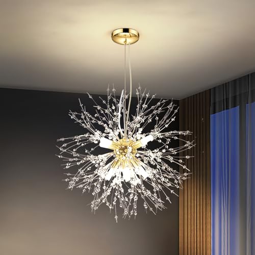 Vikaey Modern Kronleuchter Kristall, Pendelleuchte Esstisch, Feuerwerk Sputnik Chandelier, Esstischlampe Hängend, Hängelampe Für Schlafzimmer Küche Wohnzimmer Esszimmer (8 Licht,Gold) von Vikaey