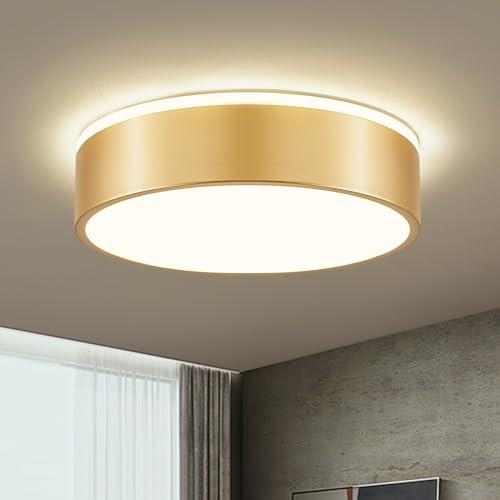 Vikaey LED Deckenleuchte Gold, 24W Deckenlampe Schlafzimmer Rund Ø30cm, Moderne LED Lampe Decken 4000K Neutralweiß für Wohnzimmer, Küchen, Badezimmer, Esszimmer, Kinderzimmer, Flur von Vikaey