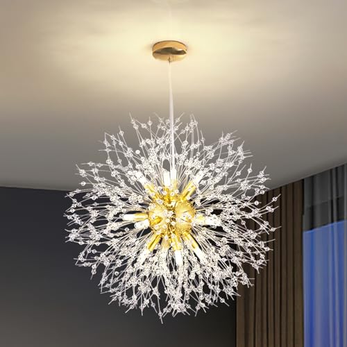 Vikaey Kronleuchter 12-Licht, Kronleuchter Kristall Gold, Modern Hängelampe, Wohnzimmerlampe Für Schlafzimmer Küche Wohnzimmer Esszimmer 55 Durchmesser von Vikaey