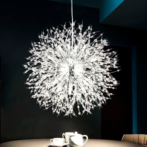 Vikaey Modern Kronleuchter Kristall, Pendelleuchte Esstisch, Feuerwerk Sputnik Chandelier, Esstischlampe Hängend, Hängelampe Für Schlafzimmer Küche Wohnzimmer Esszimmer(16-Licht, Chrom) von Vikaey