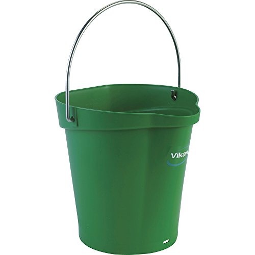 Vikan 56882 Durable Polypropylene Hygiene Bucket/Pail, Stainless Steel Handle, 6 Litres, Green von Vikan