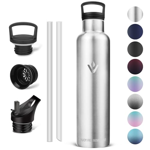 Vikaster Edelstahl Trinkflaschee, 1000ml Thermosflasche, BPA-frei Trinkflasche, Thermosflasche mit Strohhalm, Trinkflaschee für Schule, Sport, Fahrrad, Camping, Fitness, Outdoor von Vikaster