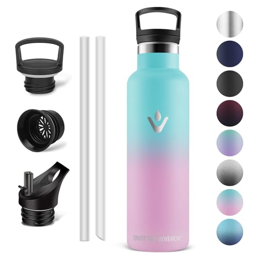 Vikaster Thermoflasche, Thermosflasche 750ml, BPA-frei Trinkflasche, Thermosflasche mit Strohhalm, Trinkflaschee für Schule, Sport, Fahrrad, Camping, Fitness, Outdoor von Vikaster